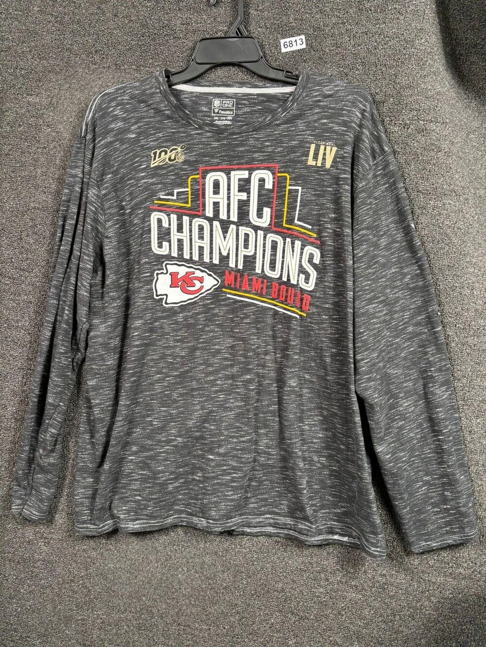 Kansas City Chiefs Shirt Mens 2XL Gray AFC Champions NFL Football LIV Miami